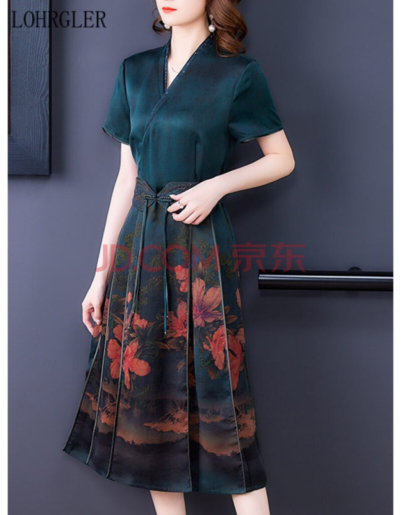 乐戈高档轻奢品牌高端品牌仿真丝香云纱女装优雅显瘦连衣年轻款夏装阔