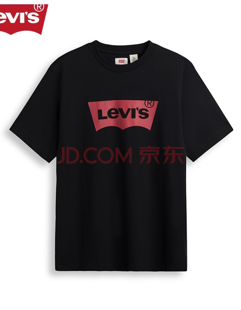 levi's李维斯新款男士黑色圆领纯棉时尚短袖t恤a2802-0003 黑色 xl