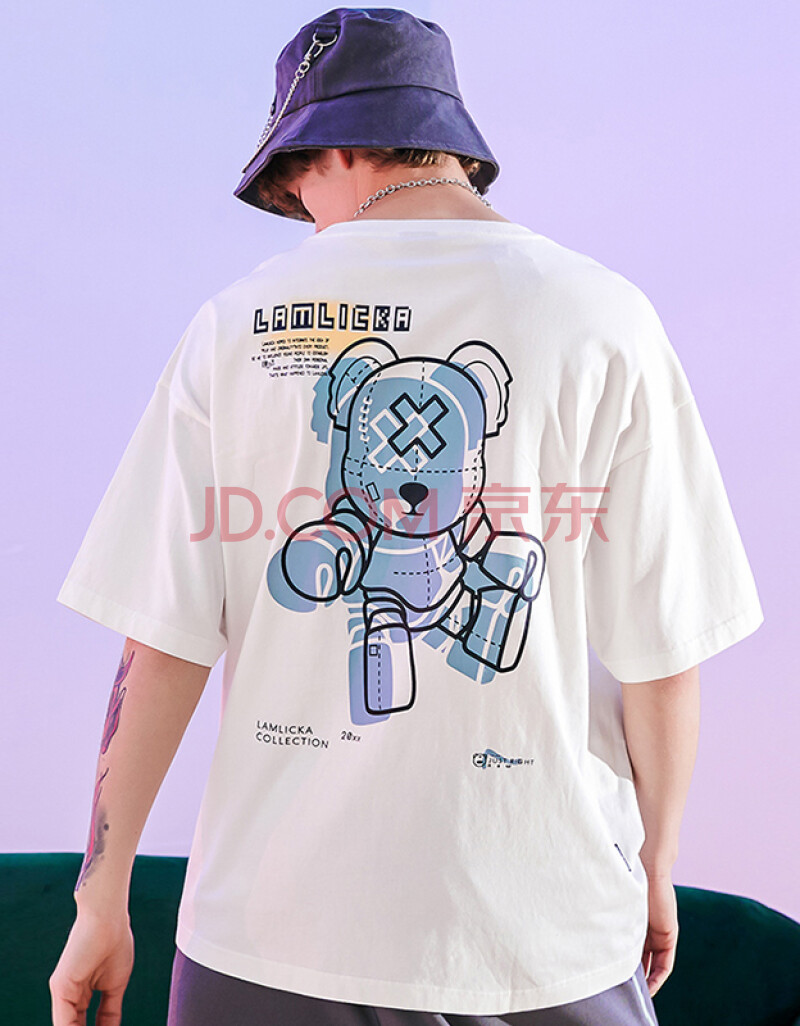 supreme联名lv小熊t恤,lv联名supreme小熊 天龙致尊denon supreme短袖t恤男女潮牌oversize宽松大码小熊字母印花