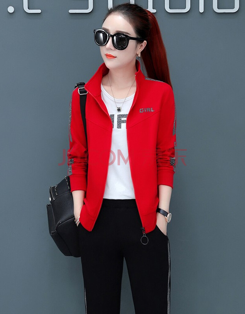 劳伦蒂妮 品牌卫衣女春秋运动套装女新款时尚女装立领运动服套装女