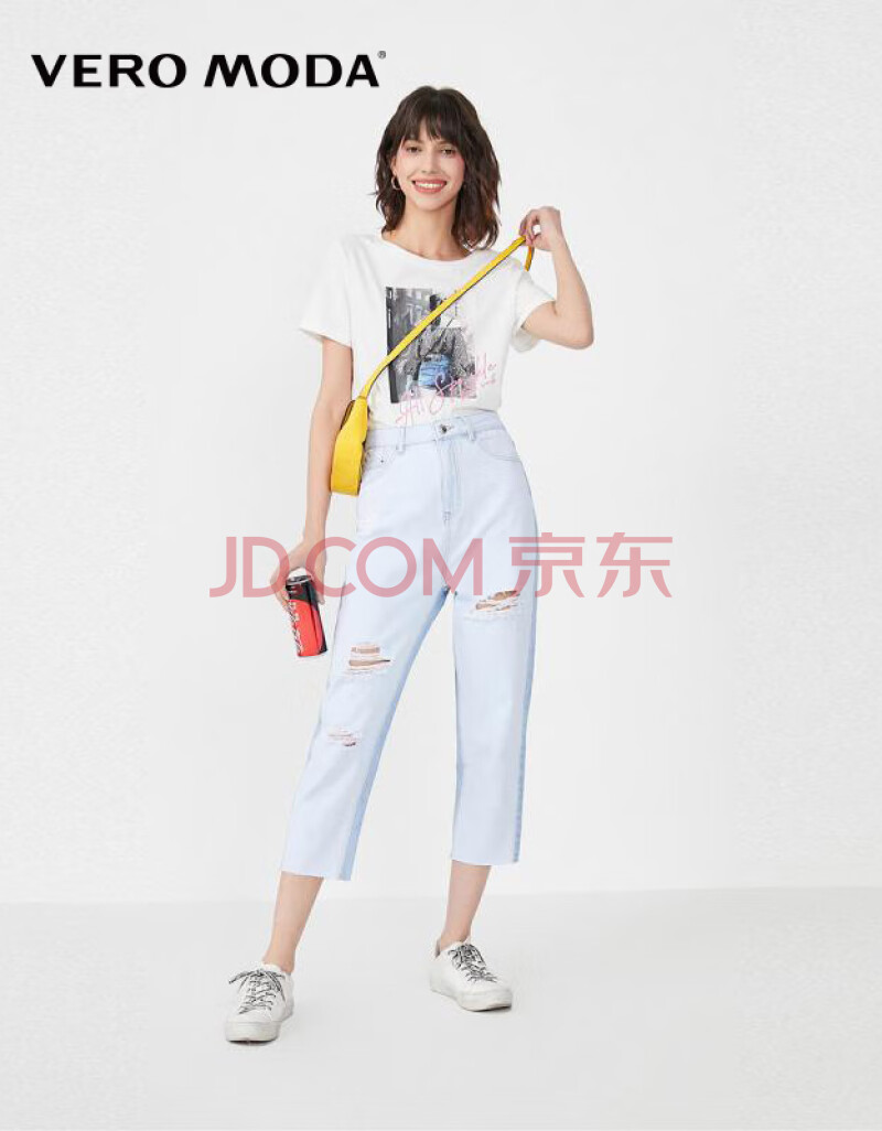 女装 牛仔裤 veromoda vero moda2020春夏新款男友风韩版破洞七分牛仔