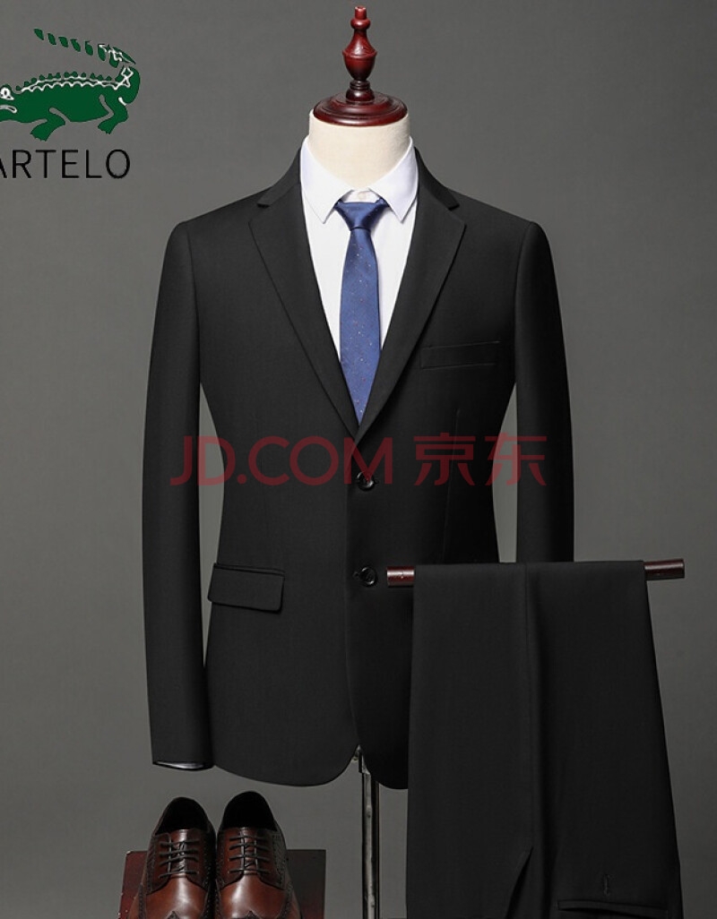 卡帝乐鳄鱼品牌2021秋季新款男士西装修身商业纯色小西服男中年潮流