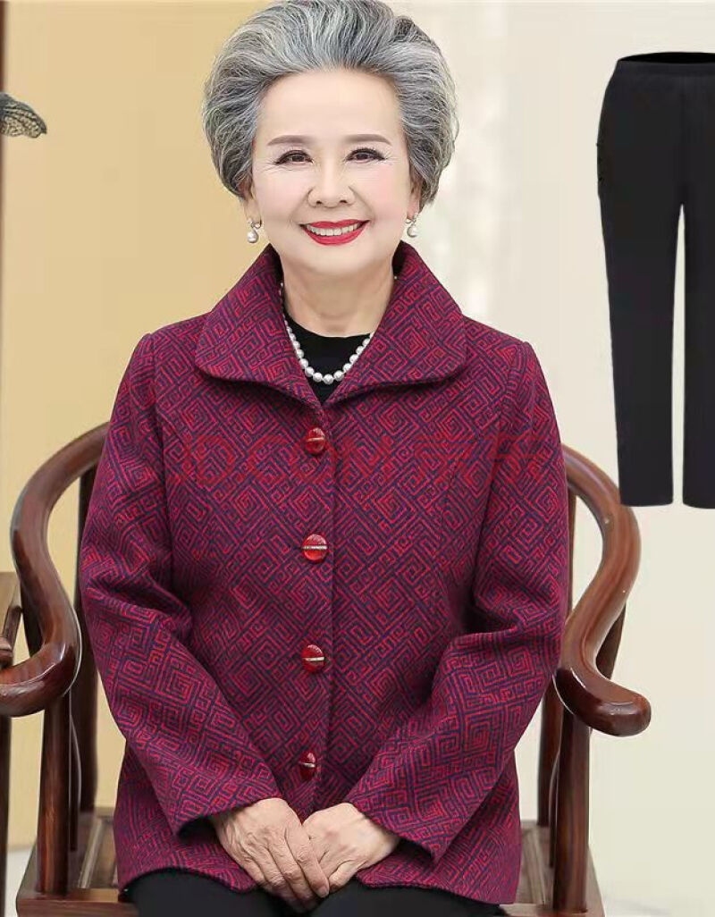 戏狐 奶奶装秋装外套中老年人女装60-70岁80妈妈老太太服装老人家衣服