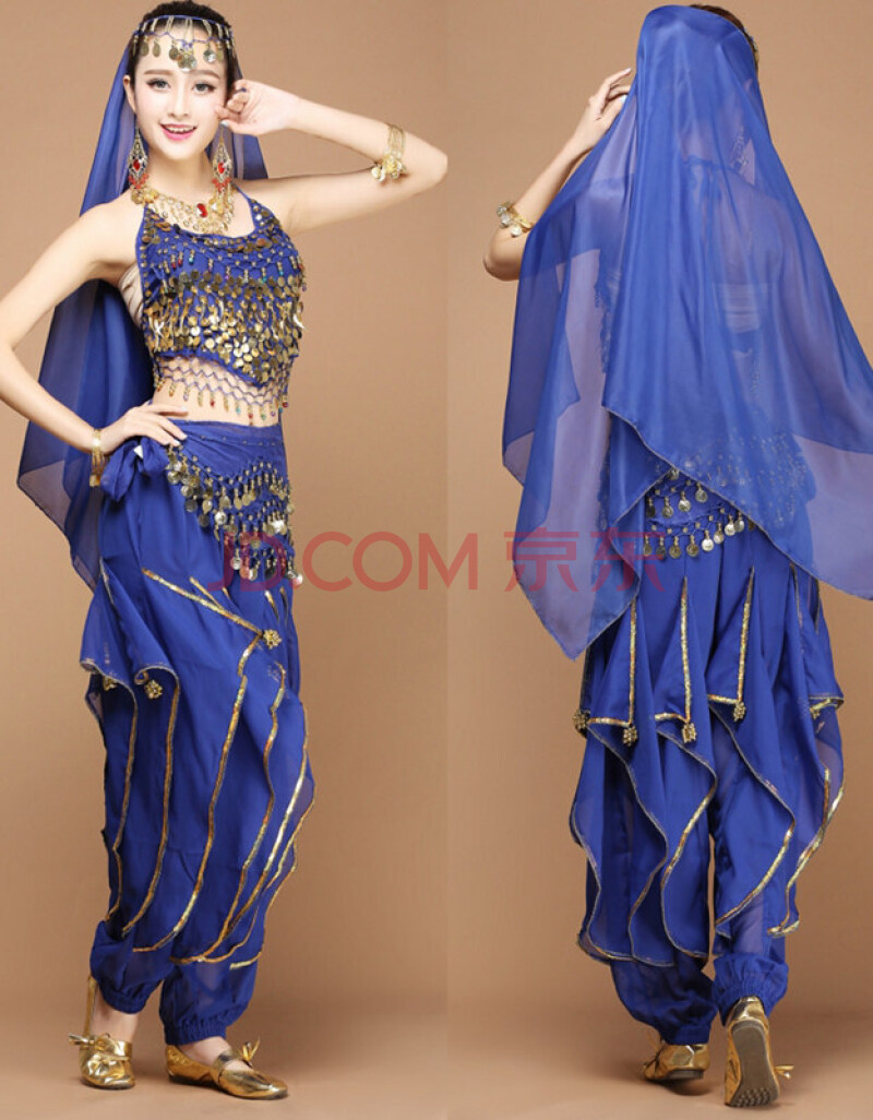 印度舞蹈服装肚皮舞套装成人新款埃及天竺少女演出服2020 宝蓝色旋转
