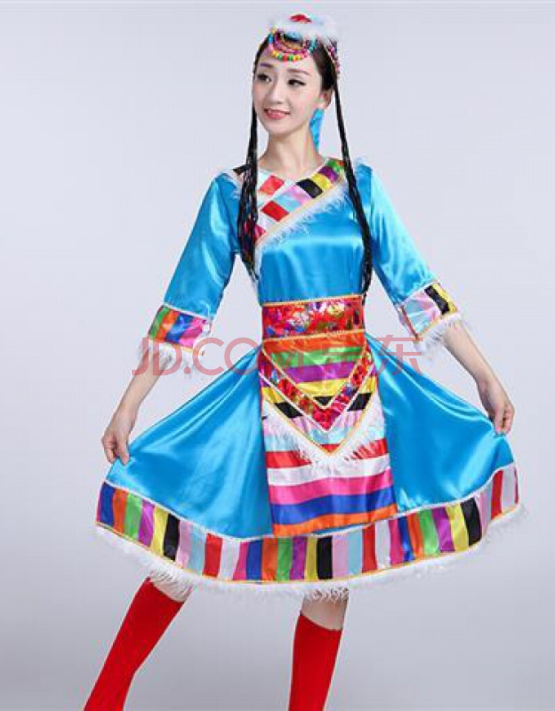 藏族舞蹈演出服装女成人水袖广场舞台少数民族服装表演西藏袍短裙