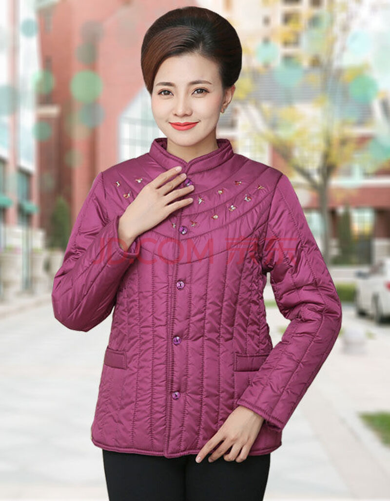 中老年妈妈贴身内穿小棉袄加大码女装短款棉衣轻薄棉服内胆 优雅紫红