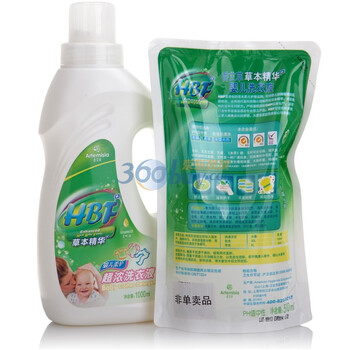 HBF香艾草草本精华婴儿柔护超浓缩洗衣液(组合装)500ml+1000ml