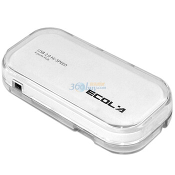 宜客莱（ECOLA）USB-HUB04WT Mego系列水晶多彩4口USB集线器 透明白（赠1米USB延长线）