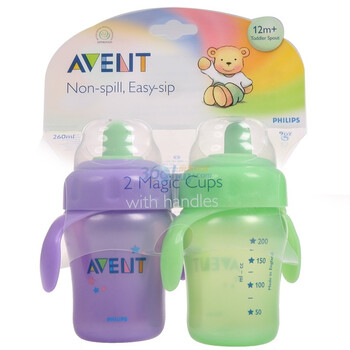 飞利浦AVENT新安怡 九安士对装有把手魔术杯 SCF60222(260ML)(颜色随机)