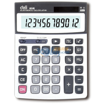 得力（Deli）1616-超大屏幕双电源耐用型计算器(中灰)