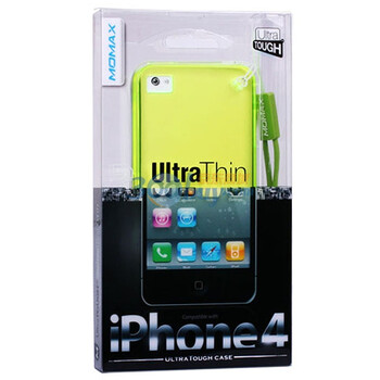 摩米士（MOMAX）iphone4 超薄超强韧后壳（0.7mm极薄） 夜光型 透明黄色 附送夜光手机绳 超炫效果