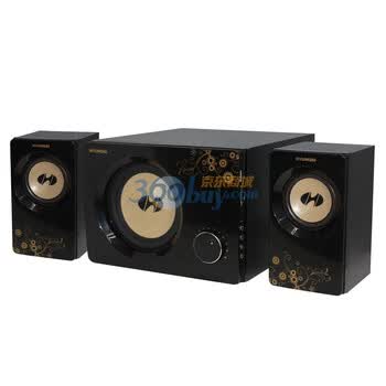 现代（HYUNDAI）HY-300 2010升级版 兼容DVD/MP3各种音源设备 2.1音响 黑色