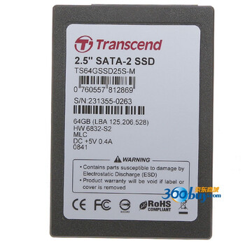 创见（Transcend）64G SATA接口（MLC普速 ）2.5英寸SSD 固态硬盘