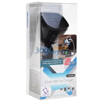 卡登仕（Capdase） 双USB 360度摇头万能车充头（黑色）