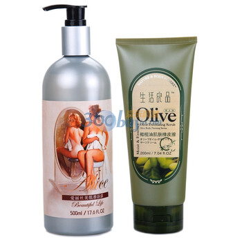 生活良品爱丽丝美肌香浴露500ml+生活良品橄榄油神奇身体橡皮擦200ml