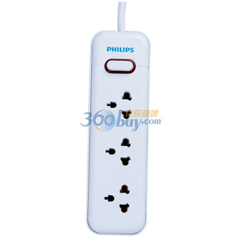 飞利浦（Philips） SPS1330A/93 一体芯结构三位总控插座 3米 白色