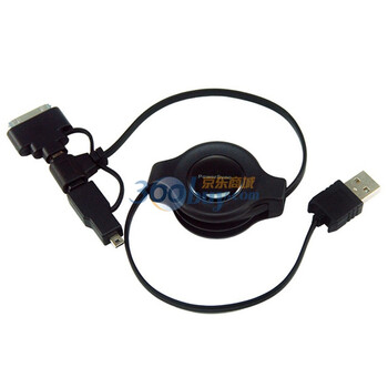 包尔星克(PowerSync）UAM58IP-08R T型传输充电两用易拉线 0.8米（送迷你8pin +30PIN转接头）