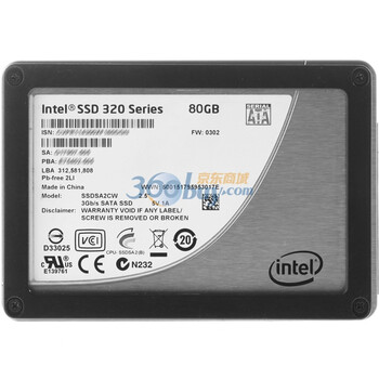 英特尔（Intel）320系列 80G 固态硬盘（SSDSA2CW080G310）简盒包装