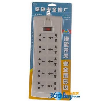 突破（TOP）基准安全推广系列插座 10联3米（安全盾行边+过载保护+倍能开关）TZ-Y/TZ-C1KT