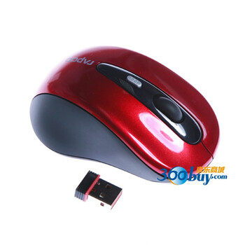 雷柏（Rapoo）nano3000 2.4G笔记本型无线光学鼠标 烈焰红