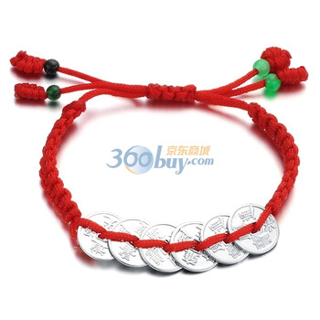 百色传情S925银宝宝锁六帝编织手环BYS020