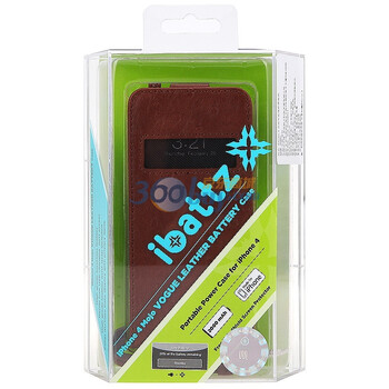 艾贝斯（iBattz）IB-BCS-BR-01 iPhone 4头层牛皮保护壳电池（棕色） 适用于iPhone 4
