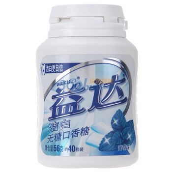 益达木糖醇无糖口香糖洁白薄荷味40粒瓶装56g