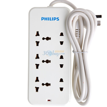 飞利浦（PHILIPS)SPN2611WA/93-J 一体芯插座/六位/总控开关/1.8米