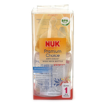 NUK 宽口PP奶瓶150ml(带1号中圆孔硅胶奶嘴)颜色随机发