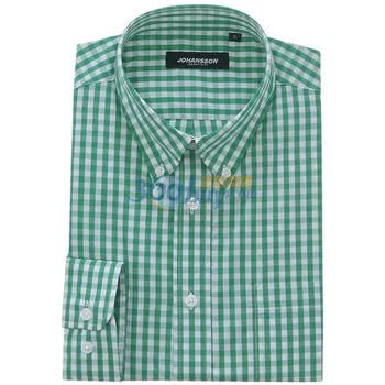约翰逊JOHANSSON新款纯棉男士浪漫格纹长袖衬衫J11SS1003-2 暗绿色 XXL