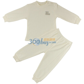 巧尼熊 宝宝服饰 2012春夏秋款肩开内衣套装 可做家居服 6069 浅黄 90码