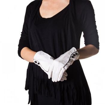 伊点饰品 ELENA DIVIES 新款 简约纽扣缀饰棉质女款手套 062100010 白色 M
