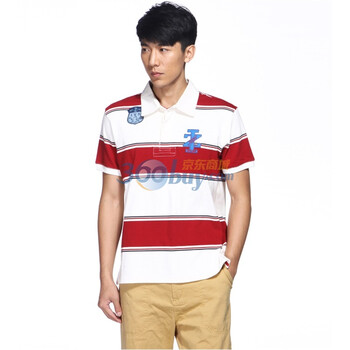 IZOD 新品纯棉条纹字母翻领短袖男校园polo衫 2121913212405红色系XXL(185/102A)