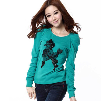 O.SA2012春装新款韩版女装烫钻蕾丝泡泡袖T恤ST13056 绿色 XL