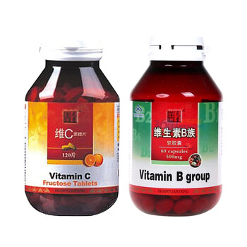 善元堂维C果糖片1500mg*120粒+善元堂维生素B族软胶囊(健)500mg×60粒/瓶 缓解压力 愈合伤口