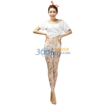 爱帝女士摩登时尚网布印花打底裤6116101411 肤色 L
