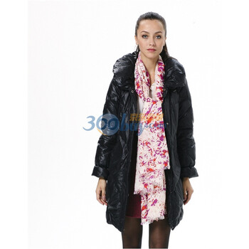 波司登 2011新款 羽绒服 女 个性花瓣领 大牌中长款 BR2312 黑色 185/104A(XXXL)