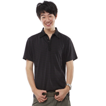 YISHION 以纯 衬衫男装商务半开胸间条短袖针织衫 61213239 紫色 XL