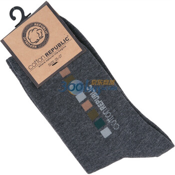棉花共和国 Cotton RepubLic LOGO方格 男士提花袜 02191108 灰色 均码
