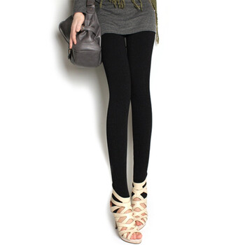 爱戴琳冬季新品女士保暖拉绒双层踩脚裤 黑色 均码