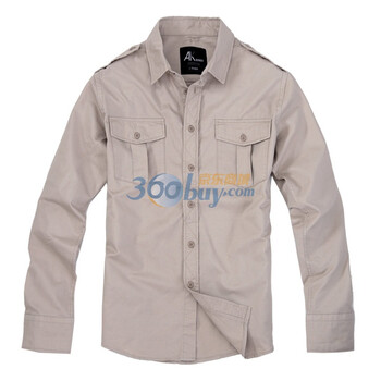 AK男装秋季新品 重洗水长袖衬衫11C102002 杏色 XXL