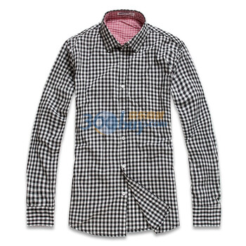MBSKY蓝色天空男款撞色格子衬衫0211290 黑色 XL