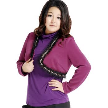 慕姗·诗怡MSSHE特大码女装胖人秋冬装2012新款女装时尚显瘦开衫短外套0501 枚红色 4XL