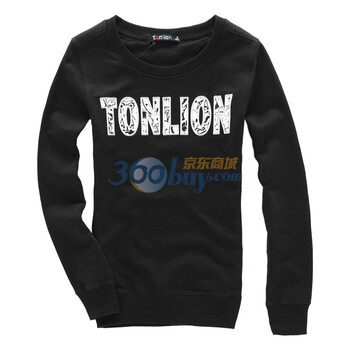 唐狮Tonlion女装圆领套头卫衣110321031002 黑色 L