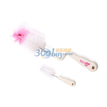 母爱不锈钢旋棒尼龙丝奶瓶刷组（奶瓶刷+奶嘴刷）【颜色随机】360度旋转全面清洁方便MA-1004
