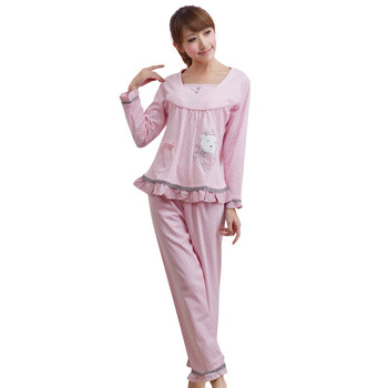 荻嘉茂 秋冬新款 梭织纯棉家居服套装 1038 粉色 XL