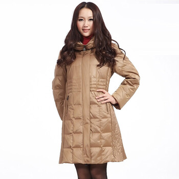 红迪丝 单色修身连帽羽绒服 1104616 褐色 XXL