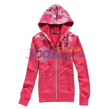 彬伊奴bindwood春季新款女装开襟连帽卫衣外套0186018 西瓜红 XXL