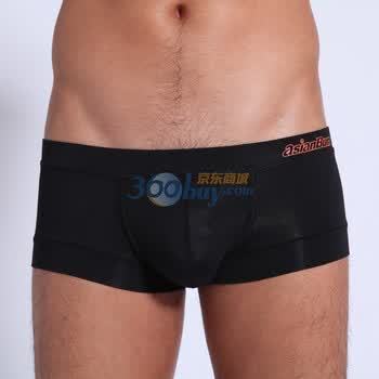 Asianbum2012新款 兰精莫代尔 男士内裤U凸平脚裤 四角裤 短裤 U3485B 黑色 XXL