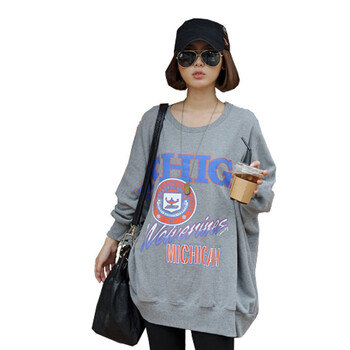 韩都衣舍 韩国卫衣春季新品新年春装女宽松大码蝙蝠袖卫衣GJ1376 灰色 均码